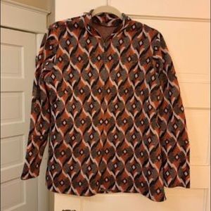 Orange Gray vintage 70s 60s long sleeve tunic 3/4 zip